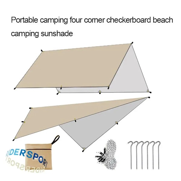 Camping Tarp med Spännrep Vattentät Ultralätt Solskydd Utomhus Markis Tält Segel Tak Solskydd Trädgårdsskydd Green 3x4m