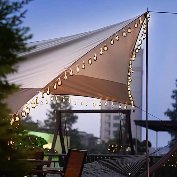 LED Solcellssträngljus Utomhus Vattentät Juldekoration 30 Glödlampor Retro Camping Tält Girlang Trädgårdsfest Sagoljus 20LEDs