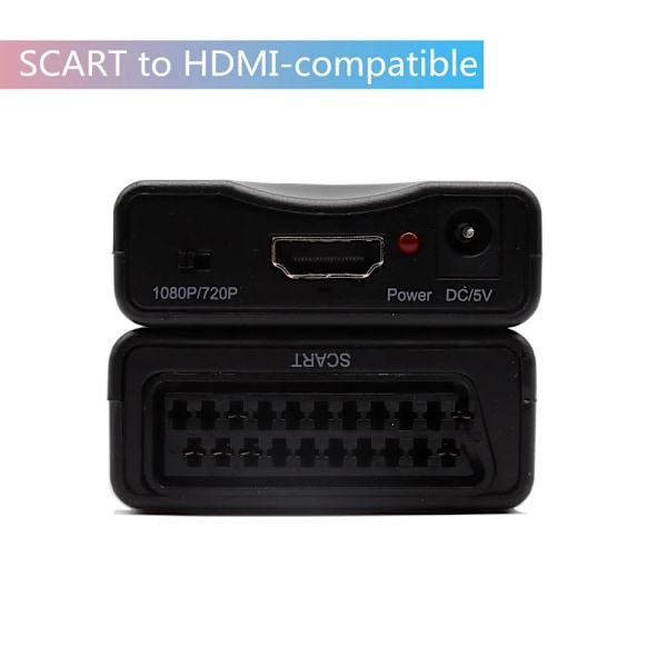 1080P SCART HDMI-kompatibel Video- och Ljudkonverterare med USB-kabel för HDTV Sky Box DVD-TV-signal Uppskalningskonverterare HDMItoSCART