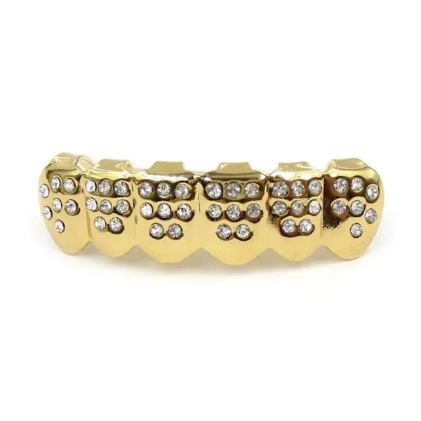 Hip Hop Guld & Silver Färg Iced Out CZ Tand Grillz Mode Party Topp och Botten Män Kvinnor Rappare Kroppssmycken Silver