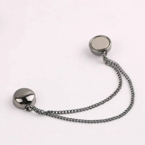 Magnetiska säkerhetsnålar för halsdukar med tofs-kedjebroscher för kvinnor, utan hål, muslimsk hijab-halsduksspänne, lyxiga accessoarer Silver