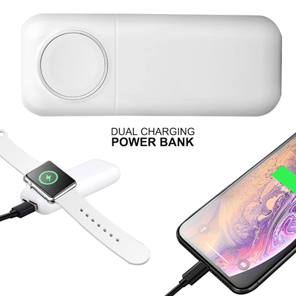 Magnetisk Powerbank Trådlös Laddare för Apple Watch 5400mAh Multifunktionell Mobiltelefon iWatch Snabbladdare black