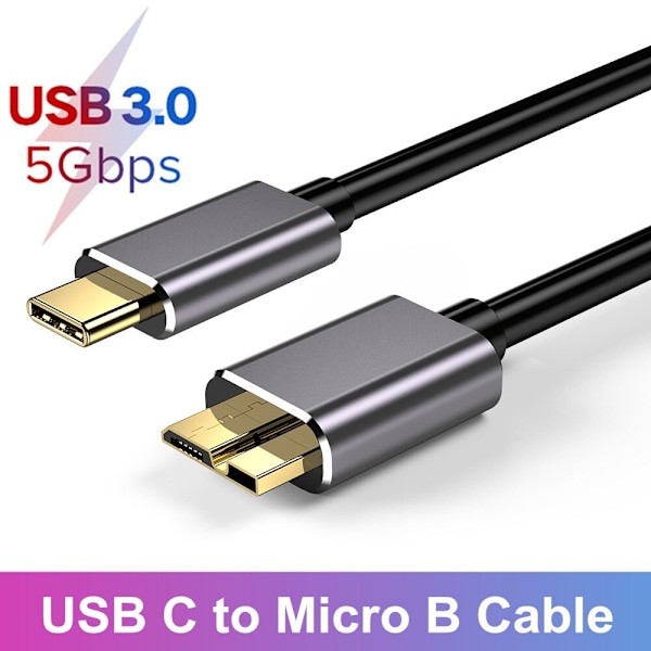 USB C till Micro B-kabel USB 3.0 Typ C 5 Gbps Dataanslutningsadapter för hårddisk Smartphone PC Typ C Laddare Kamera Disk Kabel 2m