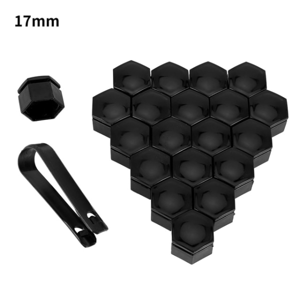 20st Bil Hjul Mutter Caps Auto Nav Skruv Cover Bult Fälgar Exteriör black 21mm