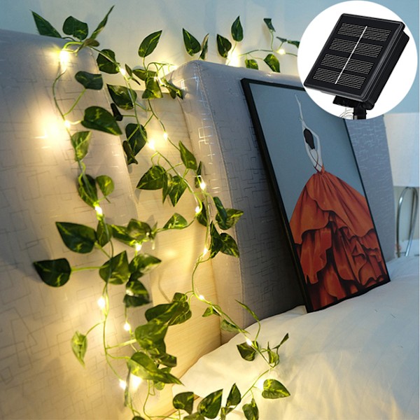 Fairy Lights 2M 20 LED Solcellslampor Lönnlöv Vattentät Utomhus Girlanglampa Jul för Gräsmatta Träd Trädgård Dekoration Watermelon leaf