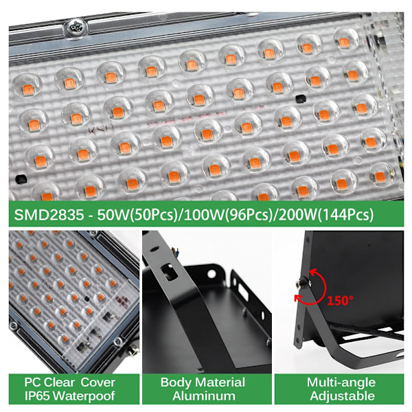 Full Spectrum LED Växtlampa med Stativ AC220V Phytolampa med På/Av-knapp för Växthus Hydroponisk Växtbelysning 200W With Stand