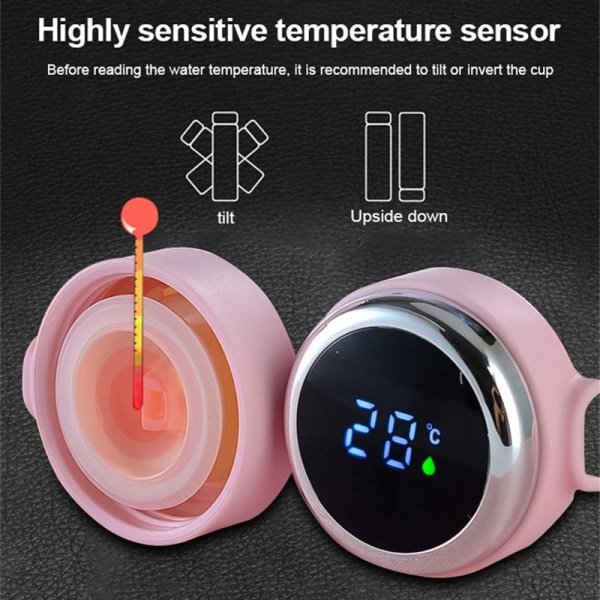 Smart Isolerad Vattenflaska 304 Rostfritt Stål Vakuum Bred Mun Kaffemugg Resetermosar med LCD Touch Screen Kaffekopp Blue