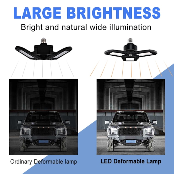 UFO LED-lampa E27 Deformerbar LED-garagebelysning 40W 60W 80W LED-lampa 220V Vikbar lampa E26 Lager Industriell belysning 110V 2835 Cold White 40W