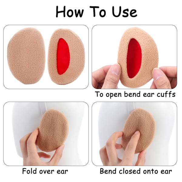 1 Par Vinter Bandlösa Öronmuffar Öronvärmare Fluffig Fleece Öron Skydd Mjukt Tjockt Vindtätt Öronskydd för Män Kvinnor Barn Red L