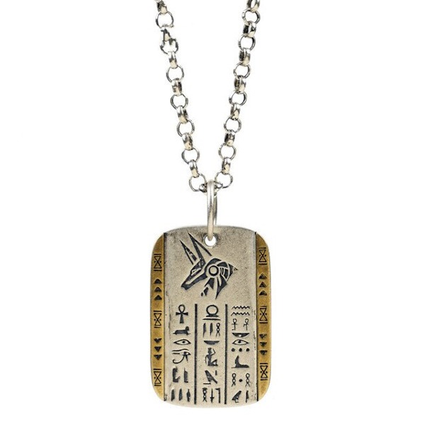 Utsökt Vintage Runhalsband Horus Öga Anubis Etikett Hänge Berlock Herr Rostfritt Stål Anti-Allergi Hänghalsband Anubis