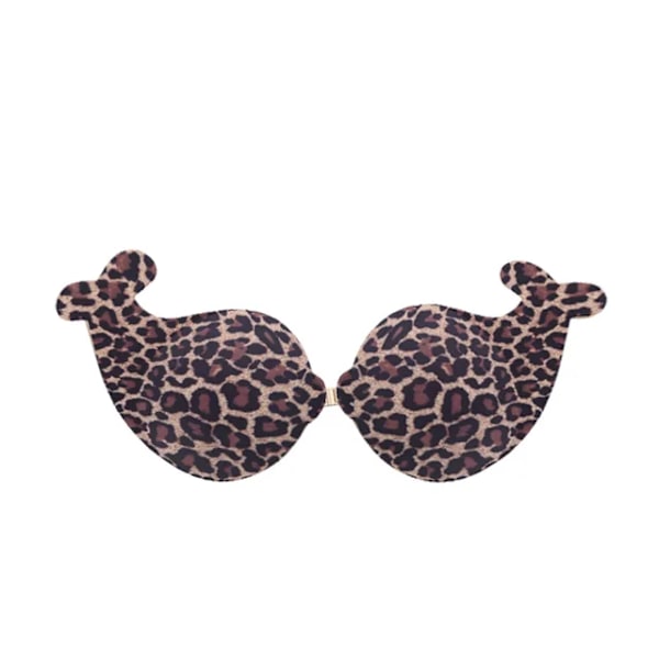 1 Par Kawaii Delfin BH Dam Silikon Axelbandslös Osynlig Push Up Självhäftande Trådlös Bralette Återanvändbara BH-inlägg Pull Buckle-Leopa S