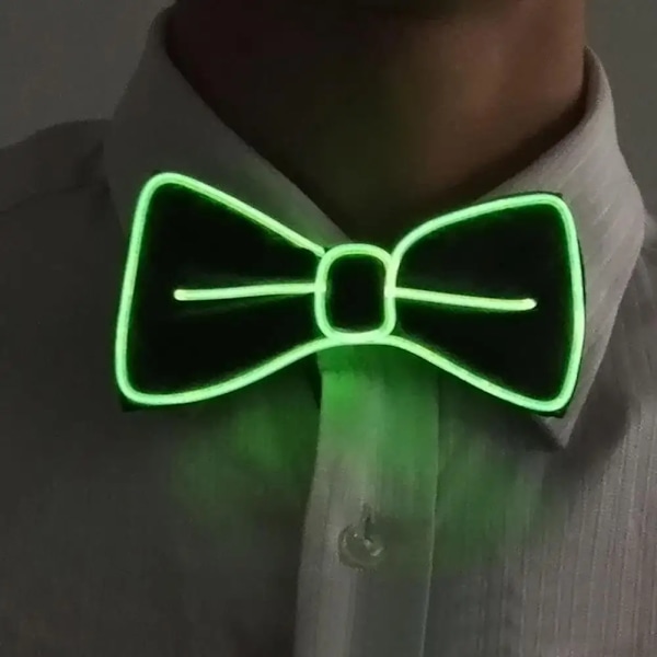 Lysande Fluga LED Lyser Upp Herr Fluga Slips Mode Neonljus Blinkande För Dansfest Julfest Dekoration Green