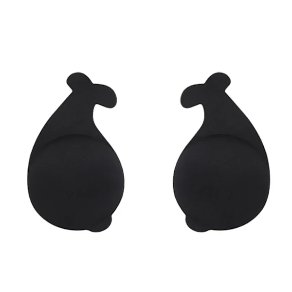 1 Par Kawaii Delfin BH Dam Silikon Axelbandslös Osynlig Push Up Självhäftande Trådlös Bralette Återanvändbara BH-inlägg Black S