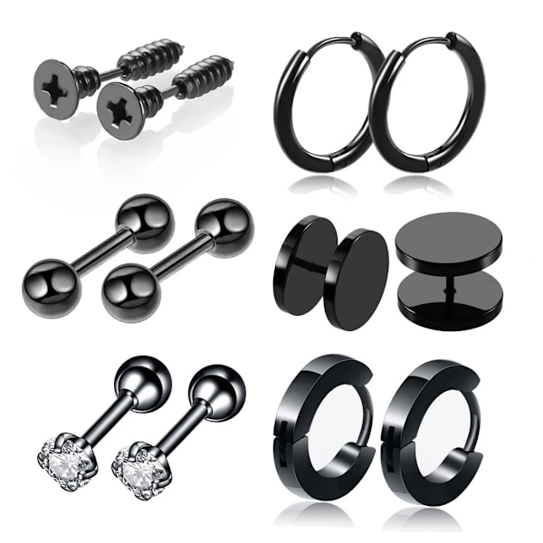 12st Punk Örhängen i Rostfritt Stål Set Örhänge Båge Gotisk Örhänge Paket Falsk Öronplugg Unisex Öronstift Set Kroppssmycken Gold