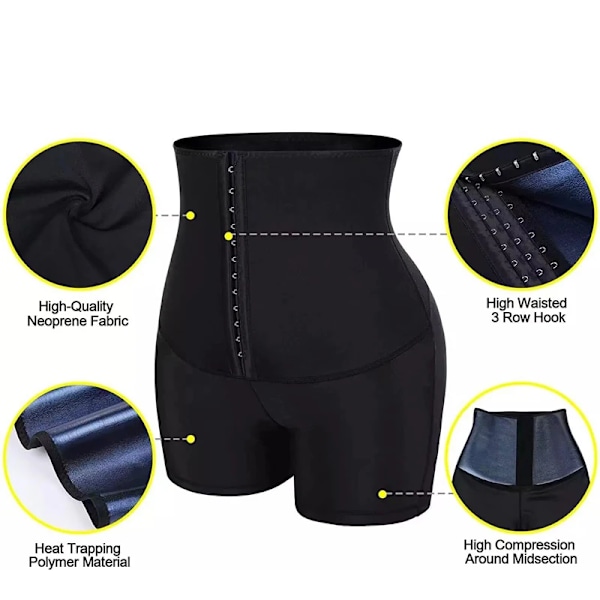 Svett Sauna Byxor Kroppsformare Viktminskning Slimmande Byxor Midjetränare Shapewear Mage Varma Termo Svett Leggings Fitness Träning L
