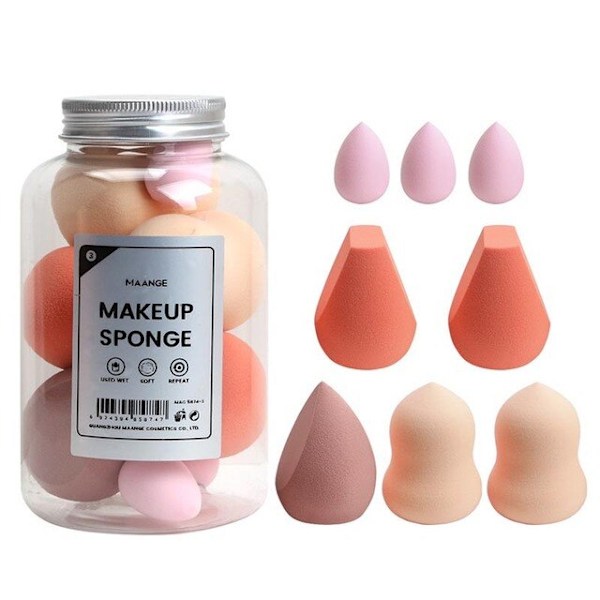 8 st färgglada kalebasser skönhet ägg set Makeup puff set multicolor