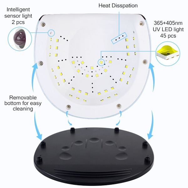 Kraftfull Nageltork UV LED-lampa Med Auto Sensor LCD-display Professionell Snabbhärdande Gel Nagelkonst Salong Manikyrverktyg