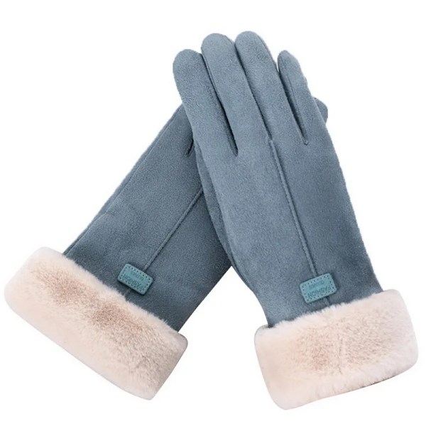 Modehandskar för kvinnor Höst Vinter Söta Fluffiga Varma Vantar Fullfinger Vantar Kvinnor Utomhus Sport Damhandskar Skärm Blue