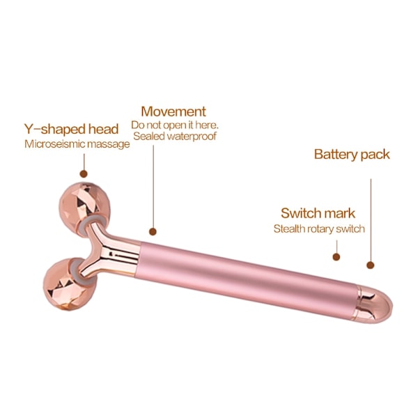 3D Rullmassageapparat 360 Graders Rotation Elektrisk Tunn Ansikte Hela Kroppen Form Rose Gold