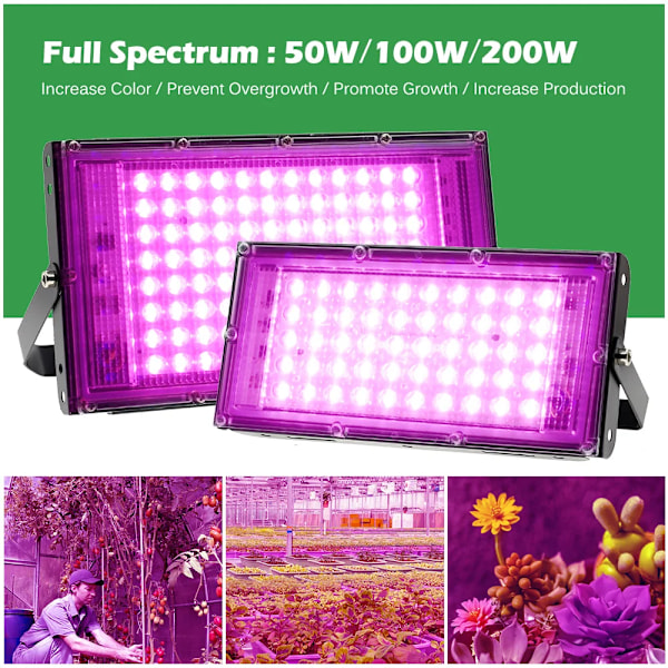 Full Spectrum LED Växtlampa med Stativ AC220V Phytolampa med På/Av-knapp för Växthus Hydroponisk Växtbelysning 100W EU Plug