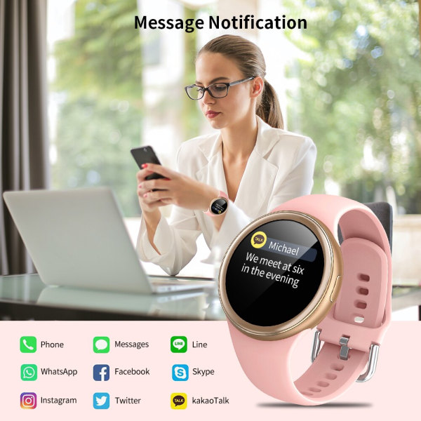 Smartklocka Dam DIY Urtavla J2 Smartwatch Fullskärm För Dam Puls Blodtryck IP68 Vattentät Android iOS Silver
