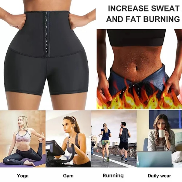 Svett Sauna Byxor Kroppsformare Viktminskning Slimmande Byxor Midjetränare Shapewear Mage Varma Termo Svett Leggings Fitness Träning M