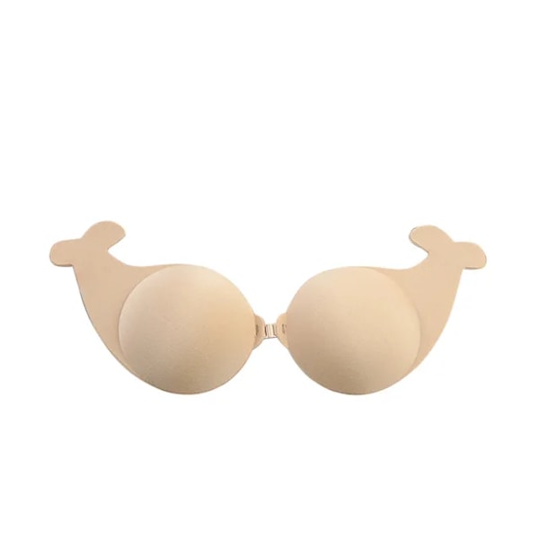 1 Par Kawaii Delfin BH Dam Silikon Axelbandslös Osynlig Push Up Självhäftande Trådlös Bralette Återanvändbara BH-inlägg Pull Buckle-Skin M