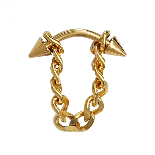 Hip Hop Mode Örhängen Rostfritt Stål Guld Silver Färg Koreanska Smycken Kedjeörhänge Stud Punk Unisex Kroppssmycken Cone Gold