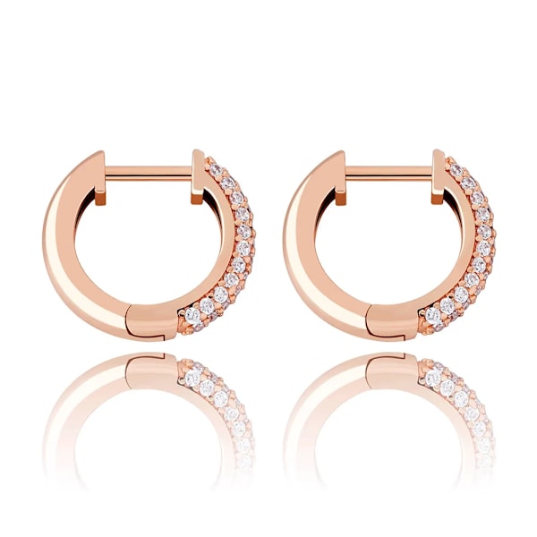 925 Sterling Silver Örhängen för Kvinnor Män 14mm Runda Iced Micro Pavé Cubic Zirconia Örhänge Hip Hop Mode Smycken Gåva Rose gold