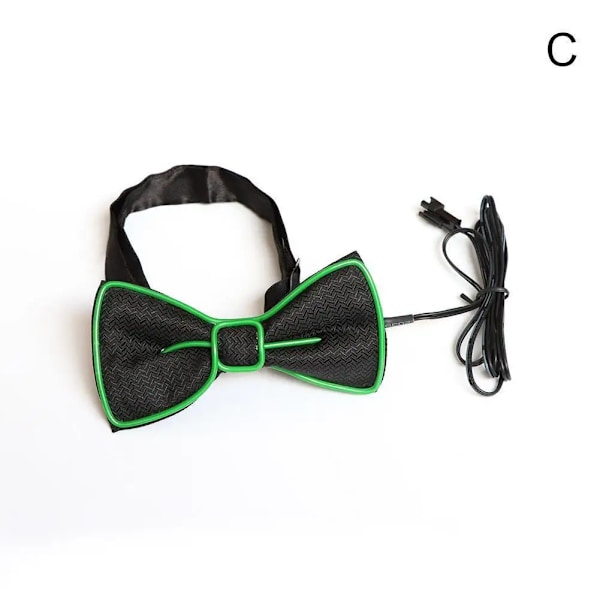 Lysande Fluga LED Lyser Upp Herr Fluga Slips Mode Neonljus Blinkande För Dansfest Julfest Dekoration Green