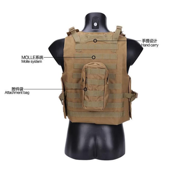 Taktisk Airsoftväst med flera fickor Molle Combat Plate Carrier Armé Justerbar Pansar Utomhus CS Jaktväst Militär Utrustning Jungle camouflage