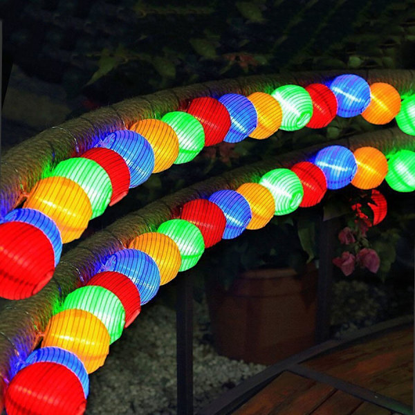 Vattentät Lykta Boll Solcellssträng Ljus Globus Boll Julfest Fairy String Ljus Utomhus Patio Trädgård Girlang Warm White 6M 30Led