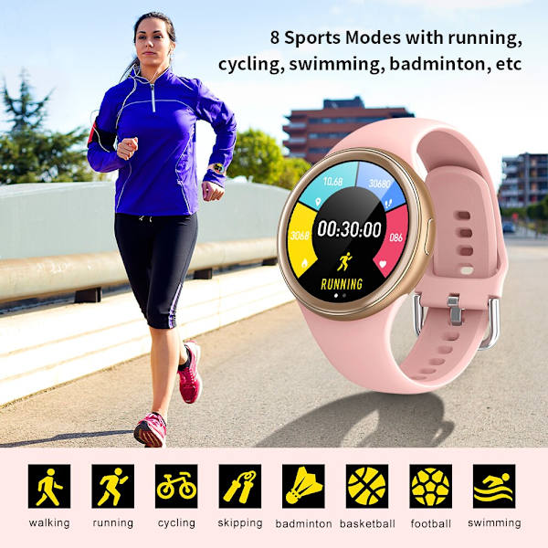 Smartklocka Dam DIY Urtavla J2 Smartwatch Fullskärm För Dam Puls Blodtryck IP68 Vattentät Android iOS Pink
