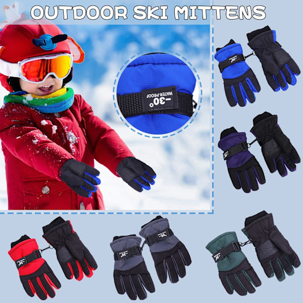 Vindtäta Varma Skidhandskar Vinter Utomhus Barn Snö Skridskoåkning Snowboardåkning Barn Vattentäta Skidåkning Andningsbara Vantar Black