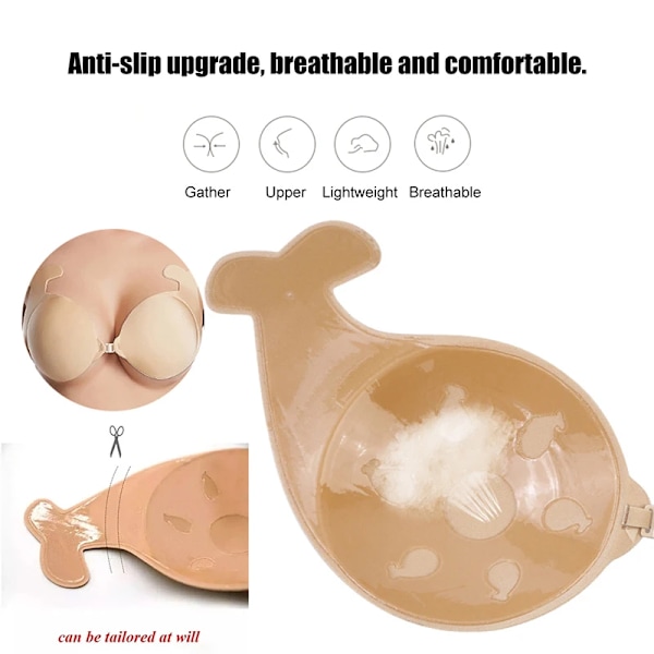 1 Par Kawaii Delfin BH Dam Silikon Axelbandslös Osynlig Push Up Självhäftande Trådlös Bralette Återanvändbara BH-inlägg Skin XXL