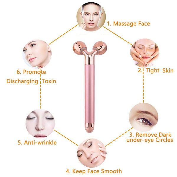 3D Rullmassageapparat 360 Graders Rotation Elektrisk Tunn Ansikte Hela Kroppen Form Rose Gold