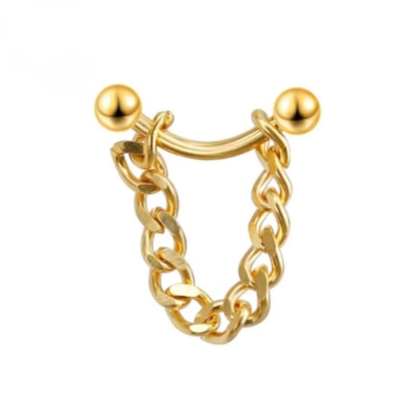 Hip Hop Mode Örhängen Rostfritt Stål Guld Silver Färg Koreanska Smycken Kedjeörhänge Stud Punk Unisex Kroppssmycken Ball Gold
