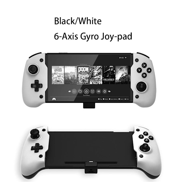 Handkontroll för Nintendo Switch med Dubbla Vibrationsmotorer, Uppgraderad Grepp, Inbyggd 6-axlig Gyro, Joy-pad för Switch OLED White