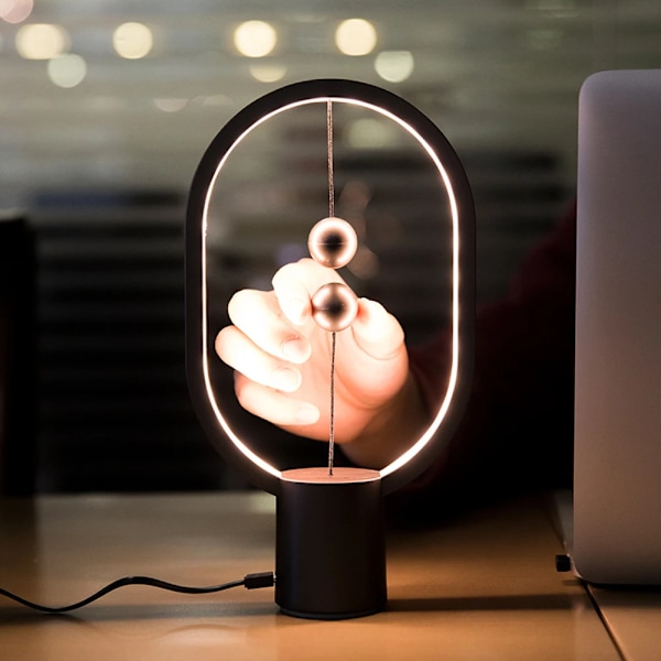 Mini Balanslampa Kreativ Magnetisk LED Nattlampa Levitation Balanslampa USB Sängbord Nattlampa Dekorativ lampa För Sovrum Grey