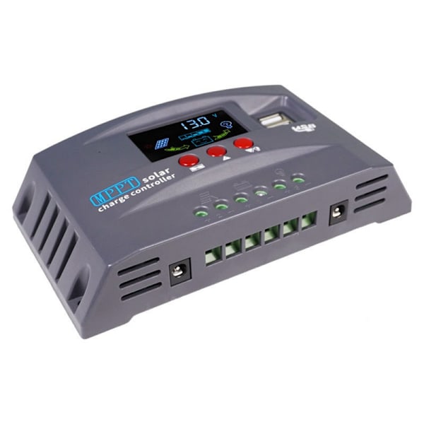 Solcellsladdningsregulator MPPT 12V 24V Auto 30A 20A 10A med LCD-display Dubbla USB för bly-syra förseglade gel AGM litium batteri MPPT 20A 12V 24V Auto