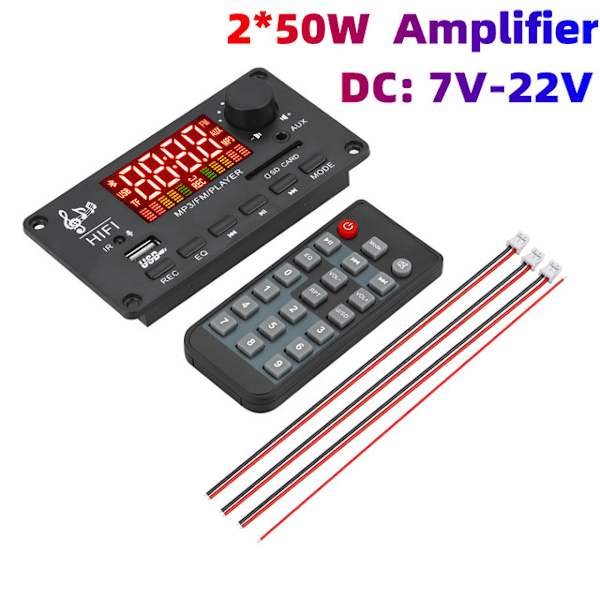 2*40/50/60W Förstärkare MP3-spelare Dekoderkort 12V Bluetooth 5.0 Bil FM-radiomodul Stöd TF USB AUX wav/wma dekoderkort 100W Amplifier A