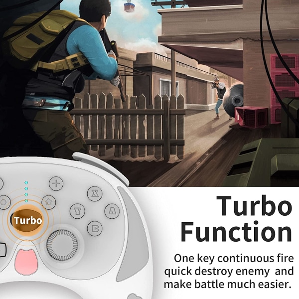 Trådlös Pro Spelkontroll för Nintendo Switch/Switch Lite Valpdesign Ersättnings-NFC Väckningsfunktion Dubbel Turbo Vibration white