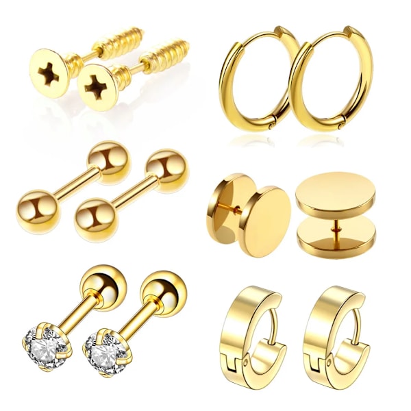 12st Punk Örhängen i Rostfritt Stål Set Örhänge Båge Gotisk Örhänge Paket Falsk Öronplugg Unisex Öronstift Set Kroppssmycken Silver
