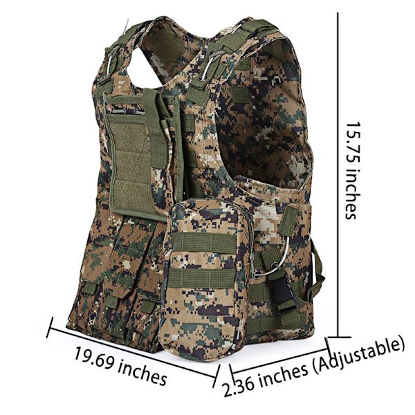 Taktisk Airsoftväst med flera fickor Molle Combat Plate Carrier Armé Justerbar Pansar Utomhus CS Jaktväst Militär Utrustning Jungle camouflage