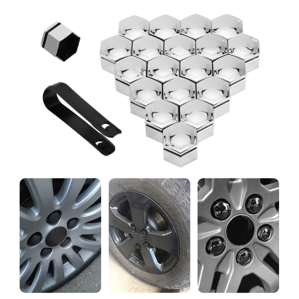 20st Bil Hjul Mutter Caps Auto Nav Skruv Cover Bult Fälgar Exteriör gray 19mm