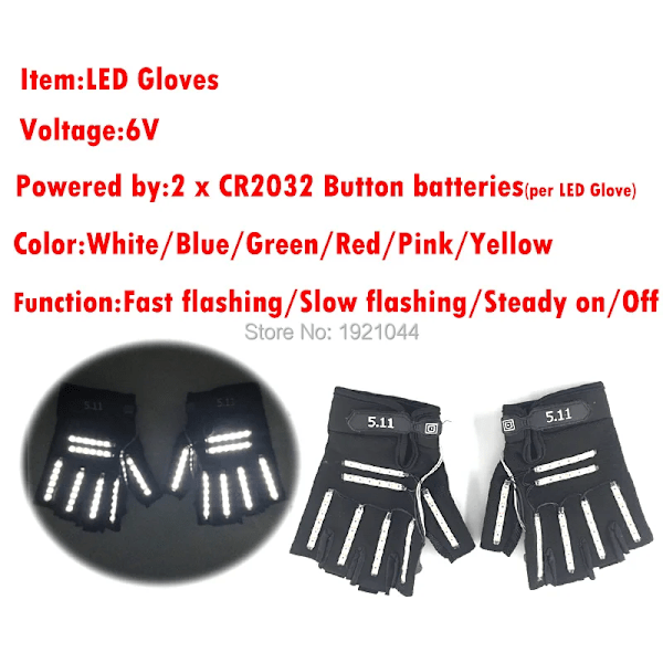 1 par LED-handskar Scenshow Rekvisita LED-ljus Handskar Glow Party Tillbehör Green light