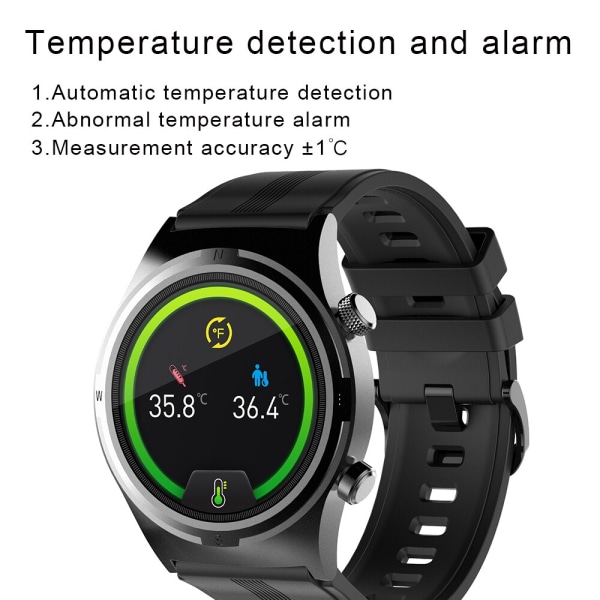 Smartklocka Herr 1,3 tum Bluetooth Svara Ringa Samtal Klockor Temperaturmätning IP67 Vattentät Aktivitetsmätare För Kvinnor Silver Black