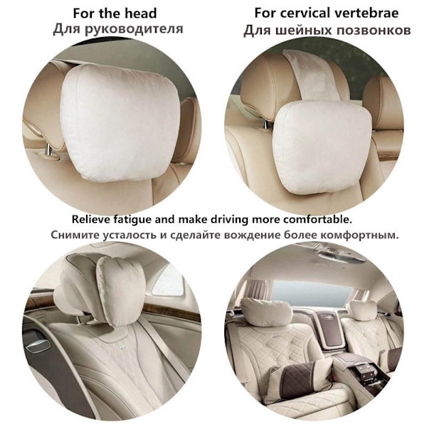 Nackstöd för bilnackstöd / Maybach Design S Class Mjuk Universal Justerbar Bil Nackkudde Midjekudde Coffee