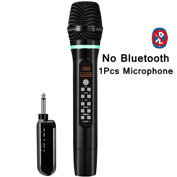 Professionell UHF Trådlös Mikrofon Handhållen Bluetooth Karaoke Mikrofoninspelningsstudio Hemfest Sång för Bilhögtalare 2 Mic Normal