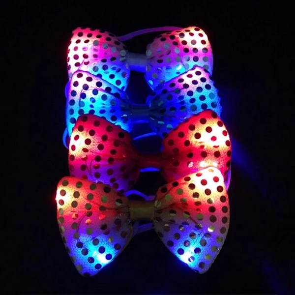 10 st Blinkande Lysande Paljett Fluga Slips LED Party Ljusande Halsaccessoar Cosplay Bröllop Födelsedag Halloween Jul pink tie